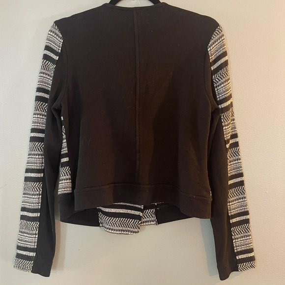 LOU & GREY Black and White Moto Asymmetrical Zip Knit Sweater Size S - Picture 8 of 10